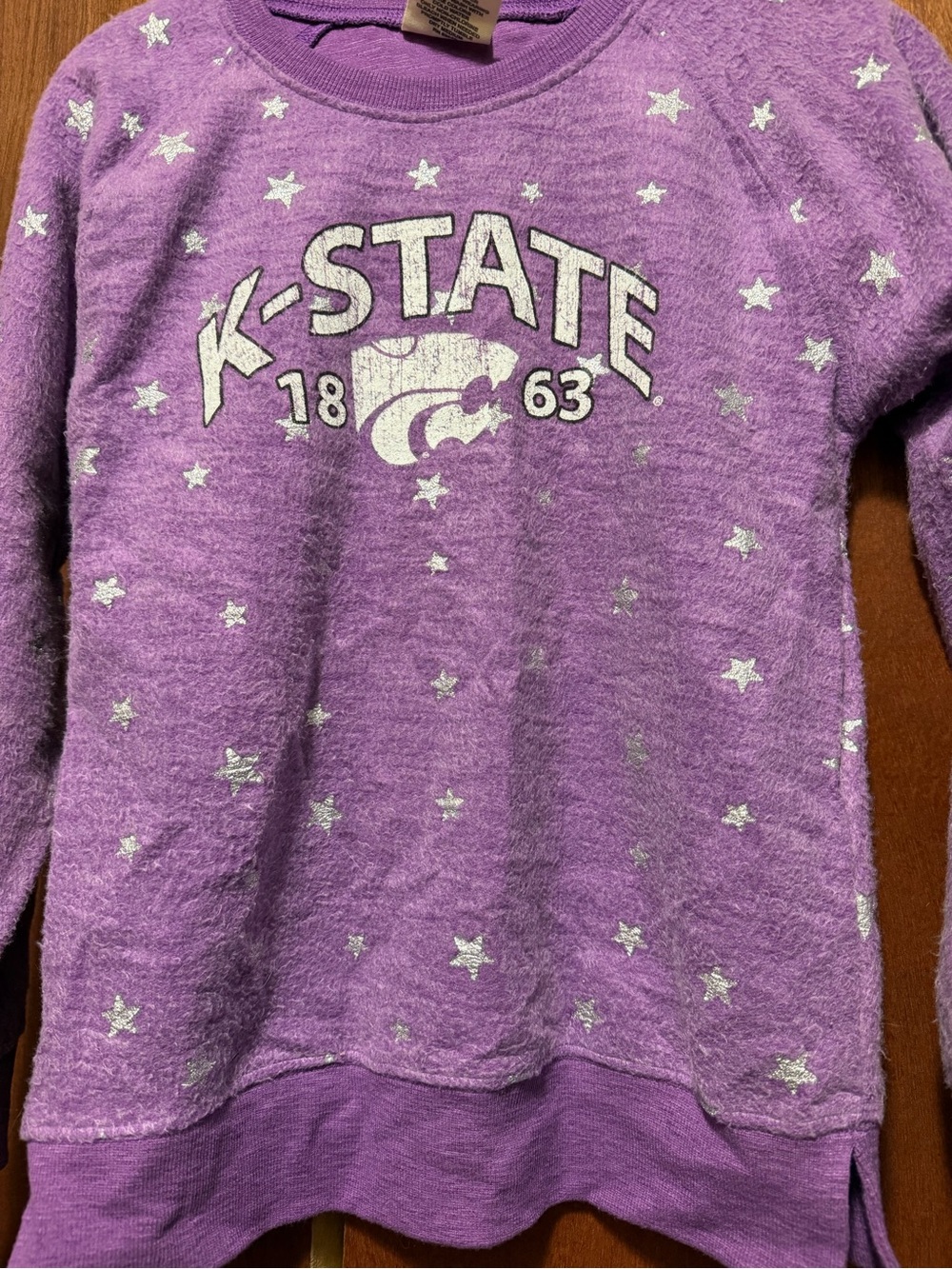 K-STATE Girls' Purple Star Pullover Sweatshirt - Picture 2 of 7